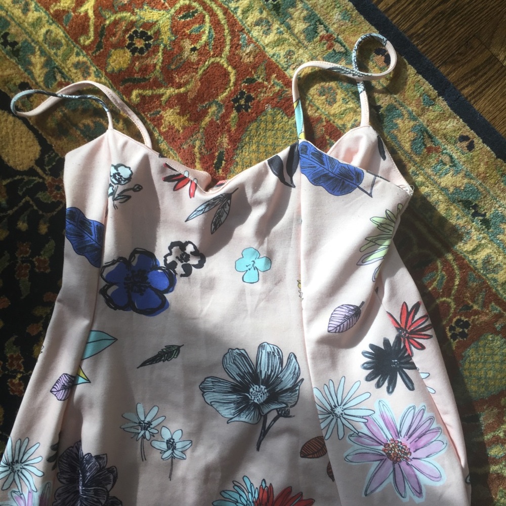 Zara Floral Pink Spaghetti Strap Dress Size L